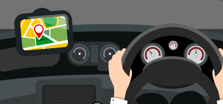 Person som kjører i henhold til navigasjonsappen sin