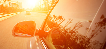 sunset reflection car window
